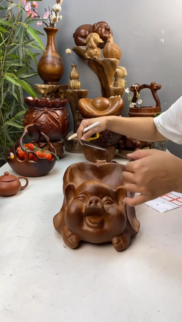 香樟木A73小猪摆件/尺寸