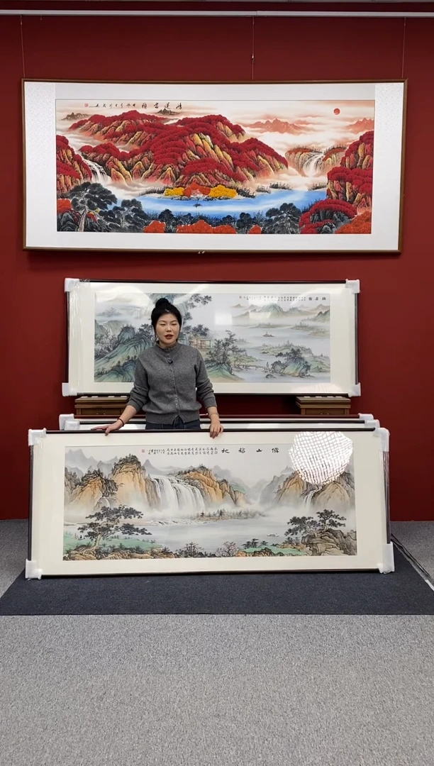国画手绘  219*88   仙山福地
