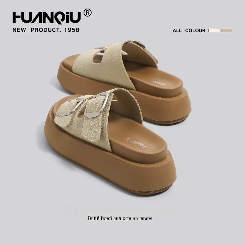 环球厚底勃肯拖鞋女夏百搭2025新款软底博肯一字拖夏季沙滩凉拖鞋