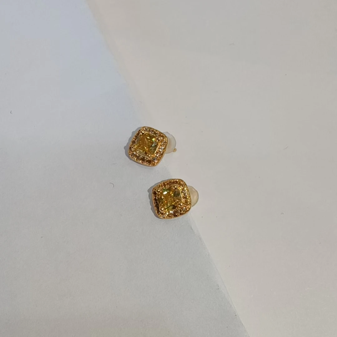 足银耳饰 方糖黄z耳钉