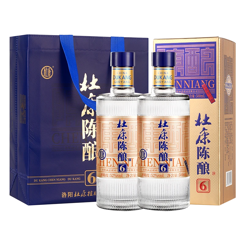 杜康52°陈酿6浓香型白酒纯粮优级口粮酒52度500*1瓶