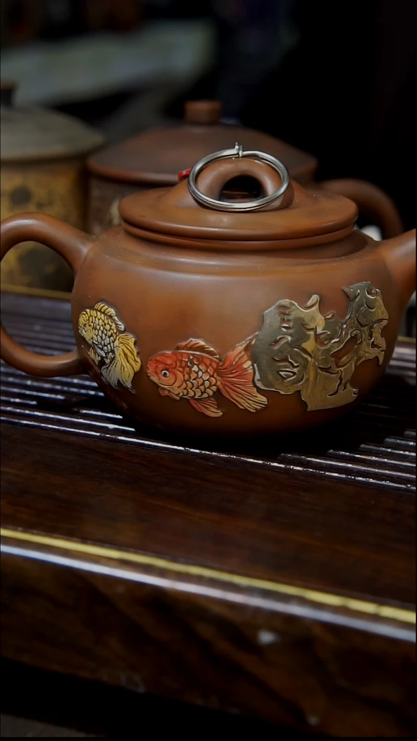 云南建水紫陶058  全手工彩填壶  180cc