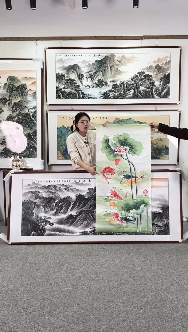 国画纯手绘168x86连年有余