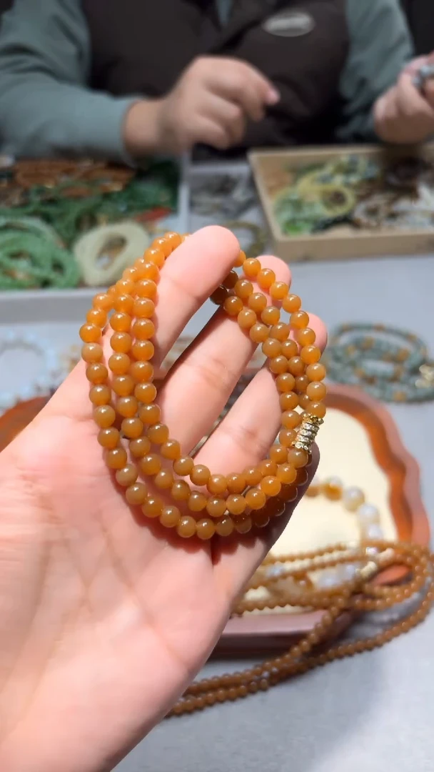 颈饰未镶嵌和田玉且末金山老红糖卡6