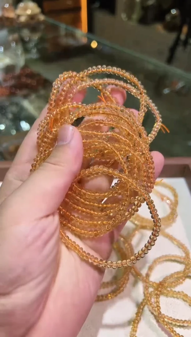 黄晶手链未镶嵌4.5mm+黄水算盘珠（多样性发一）