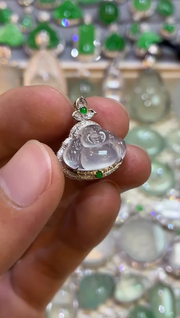 吊坠(不含链)18K金镶嵌翡翠佛公