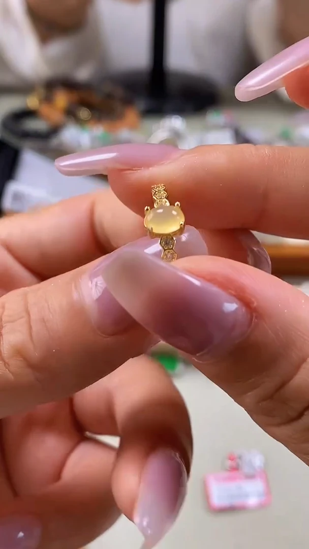 翡翠戒指银S925镶嵌5735