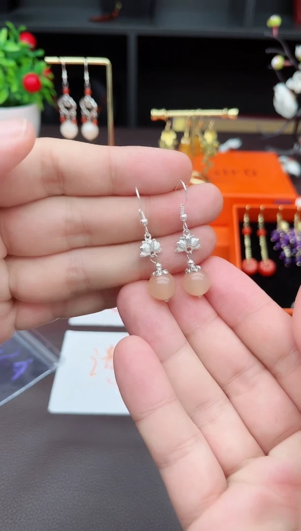 玛瑙/玉髓耳饰银S925镶嵌324000