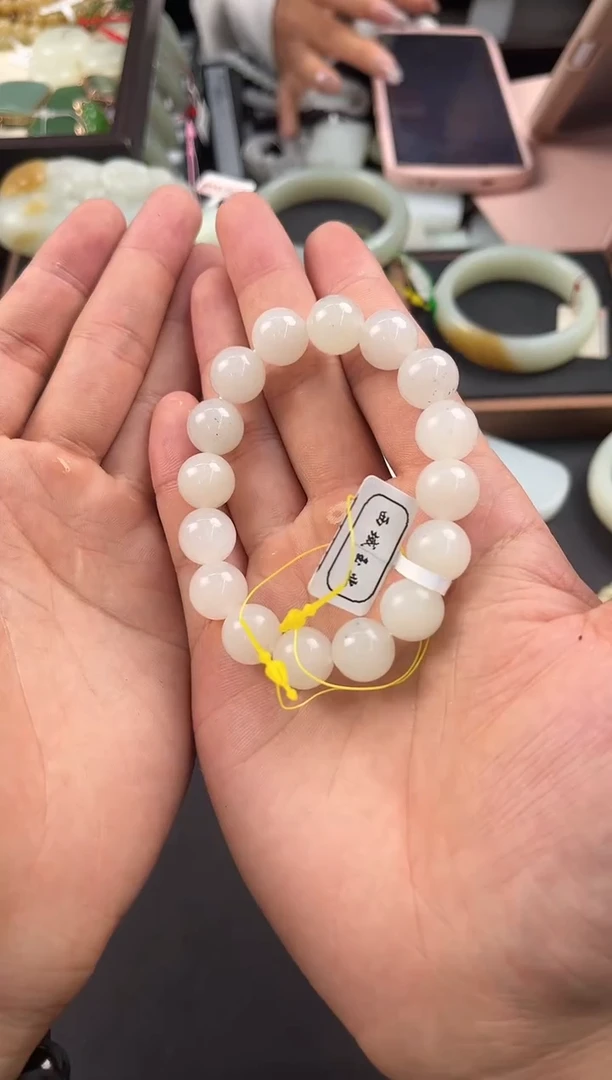 和田玉未镶嵌手串和田黑山青海手串卡12微色差