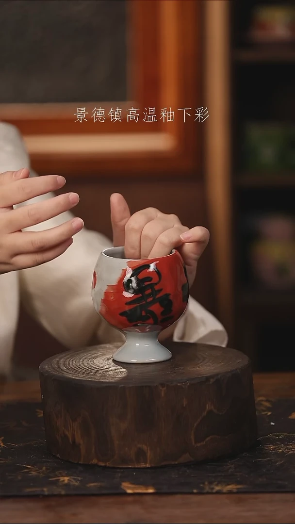 陶瓷景德镇高温釉下手绘陶瓷@L553@