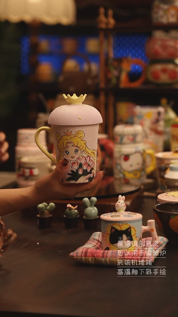 陶瓷景德镇可爱陶瓷釉下彩绘设计师款