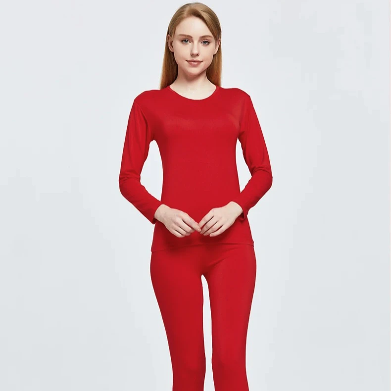 小梅家女款内衣薄款套装新年红色竹纤维秋衣秋裤加肥加大