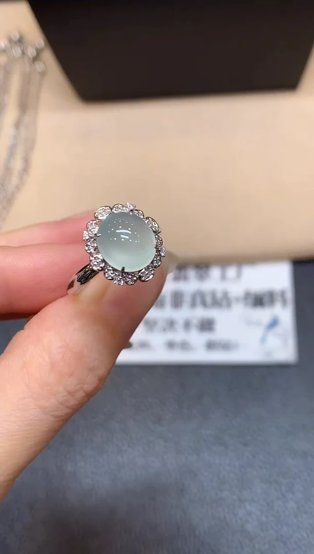 18K金镶嵌戒指翡翠5【无服务费蛋面【两用款