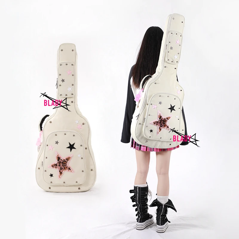 【豹纹星星粉】吉他包原创个性涩谷风电吉他木吉他朋克亚文化电吉他