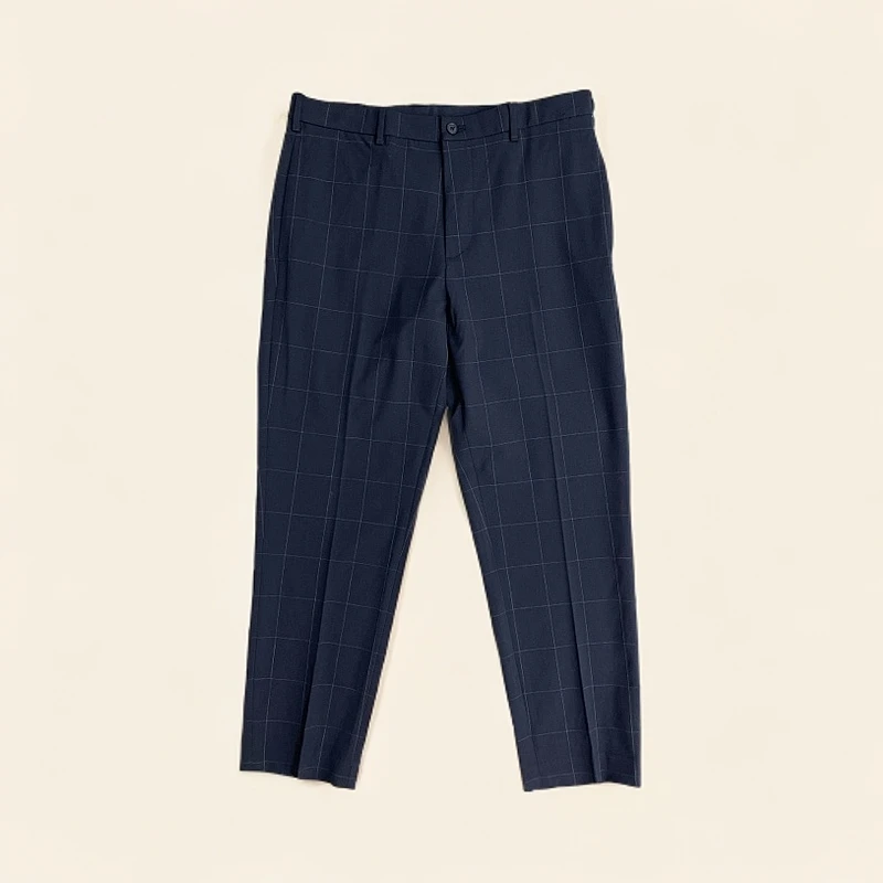 （优衣K）剪标商务通勤西裤春夏蓝色直筒九分裤（008）