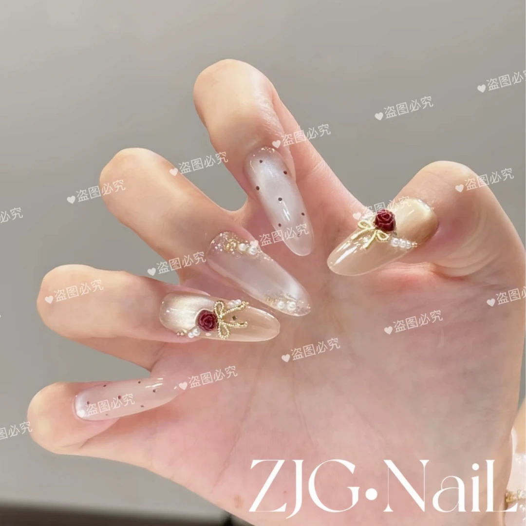 【玫瑰故事】纯手工穿戴甲美甲穿戴式光疗甲冰透渐变流行