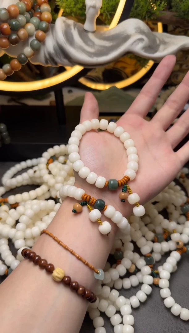 菩提根/象牙果手串白玉菩提8*10配饰