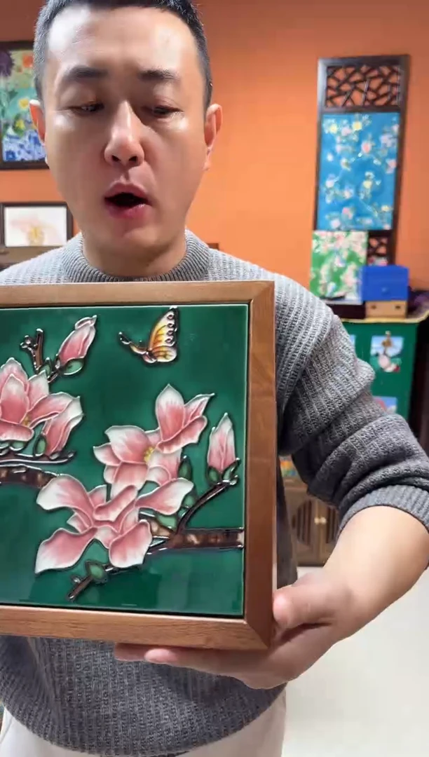 陶瓷 干果盒 玉兰花