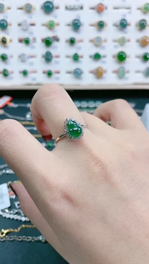 银S925镶嵌戒指翡翠天然翡翠