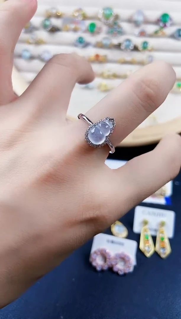 翡翠戒指银S925镶嵌12384
