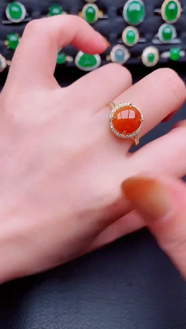 【闪购商品】翡翠戒指银S925镶嵌天然a货翡翠28