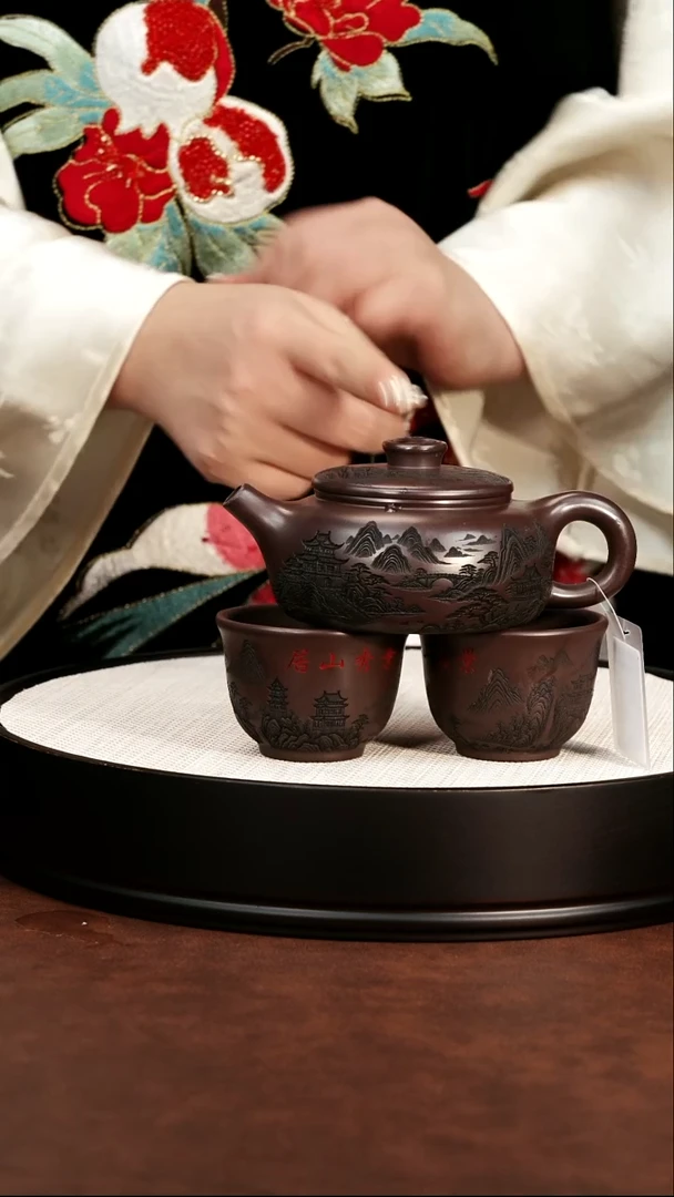 茶壶紫砂宜兴紫砂 道洪汉瓦壶赤龙血砂 赵园静