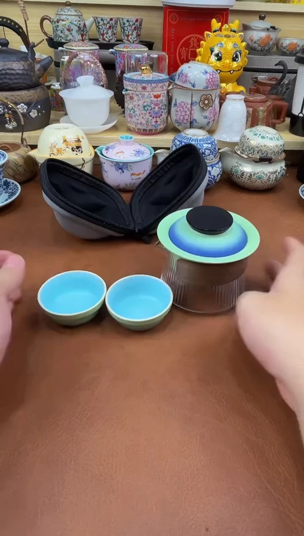 陶瓷茶具摆件旅行套组