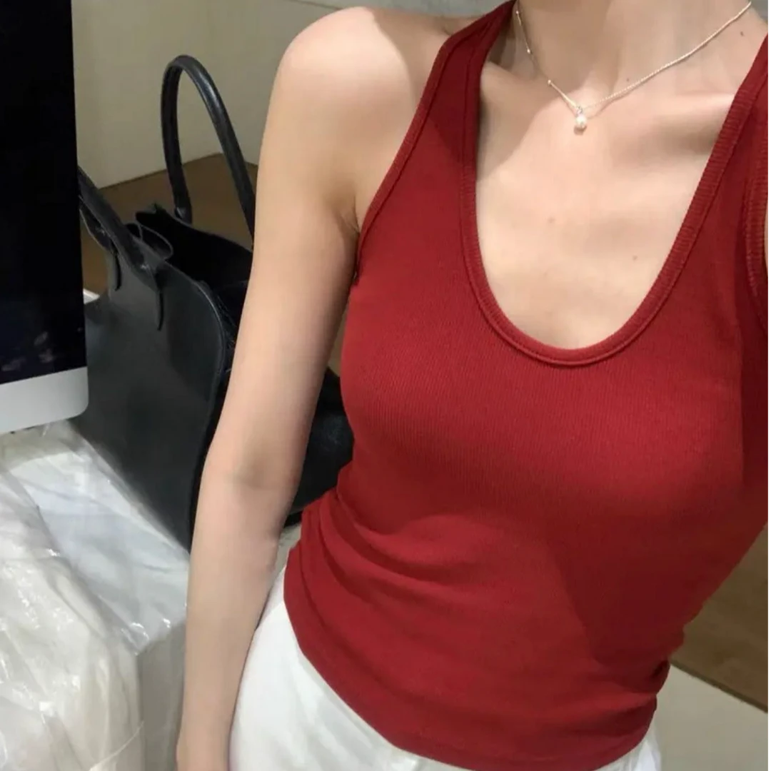 2025新款通勤百搭U领挂脖吊带背心内搭带胸垫外穿修身显瘦打底298