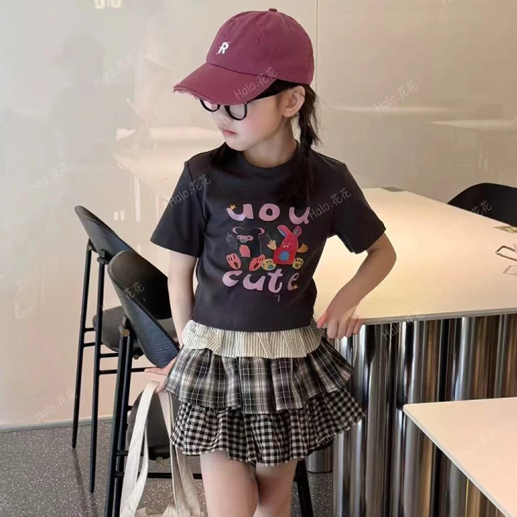 【豪宝贝】2025春夏款彩色卡通印花字母T恤5266