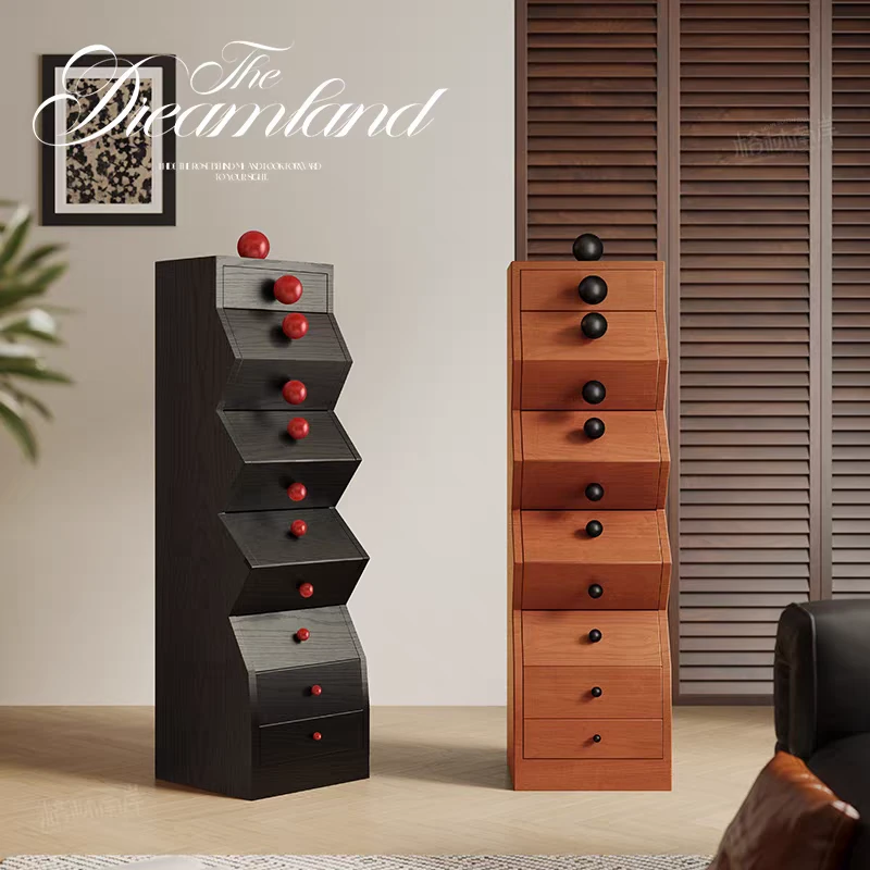 中古风实木积木柜法式复古创意多功能五斗柜客厅靠墙收纳柜餐边柜