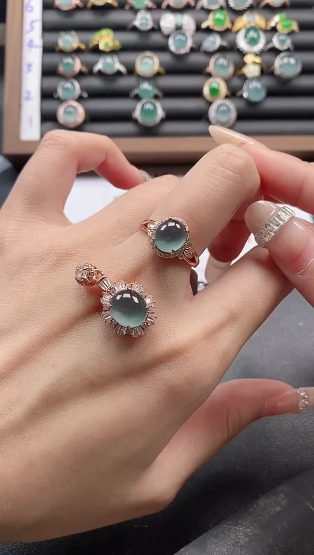 银S925镶嵌戒指翡翠51511