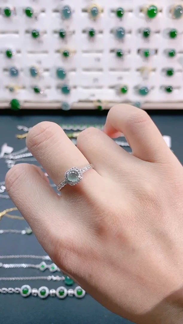 【闪购商品】翡翠戒指银S925镶嵌天然翡翠