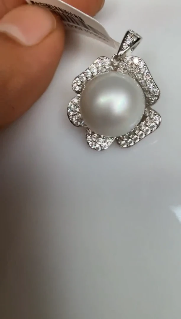 颈饰银S925镶嵌海水珍珠吊坠