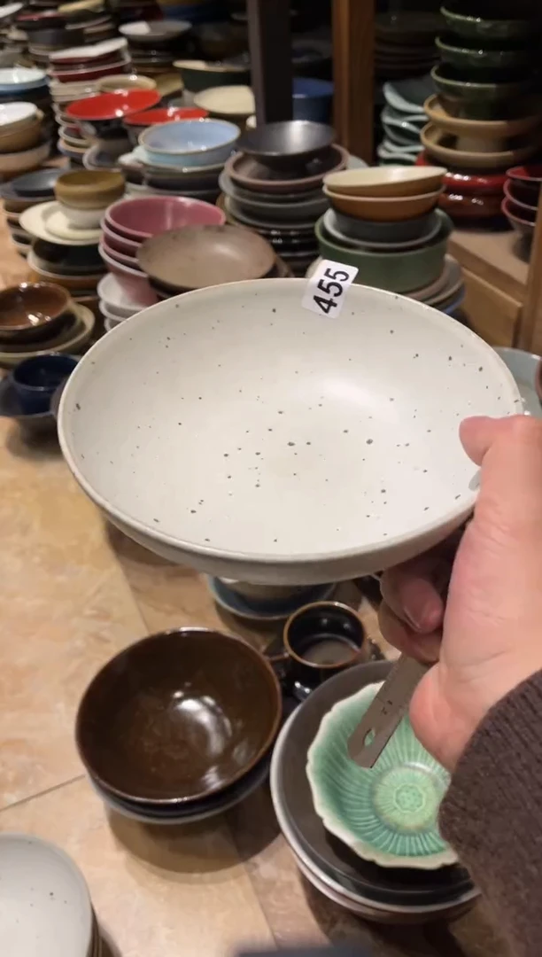 【闪购商品】瓷片455  白麻点平底菜盘1个