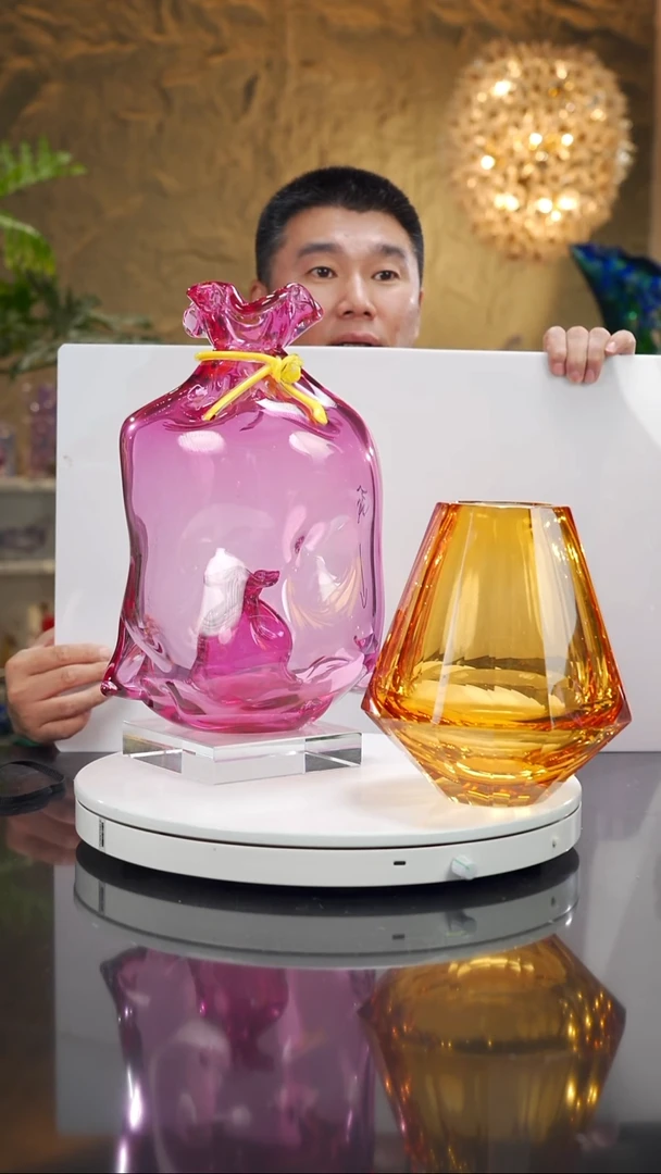 手工艺品琉璃石***n设计款琥珀钱袋花瓶摆件专属价预售