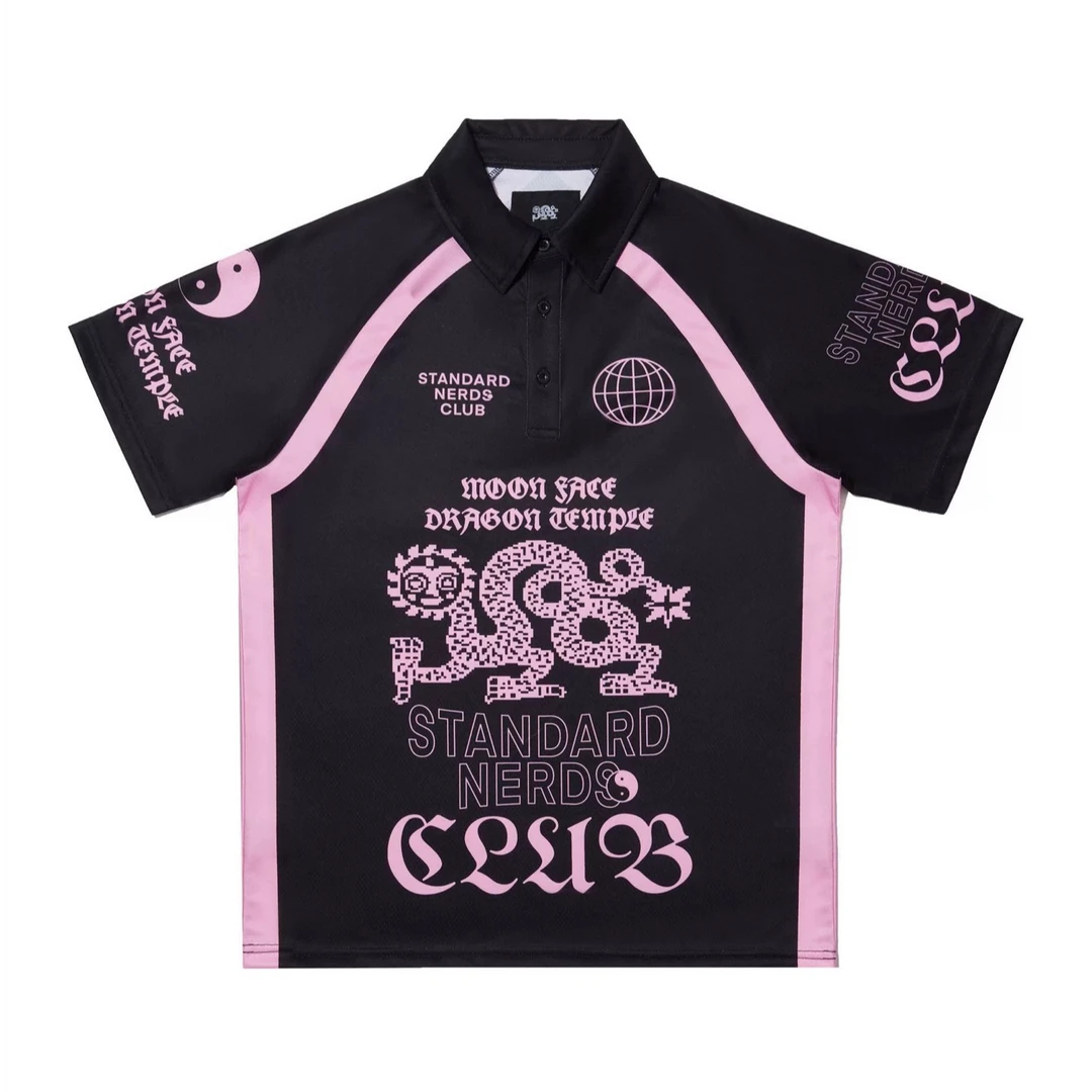 NERDS男女同款情侣印花复古短袖创意T恤翻领polo夏季乒乓运动服