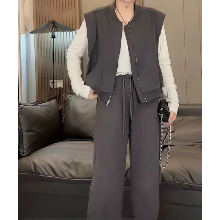 季公子2025高品质毛圈马甲卫裤拉锁两件套5026