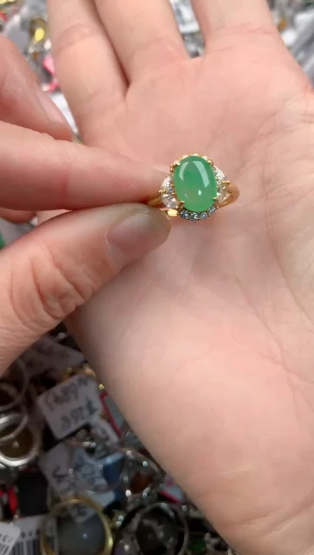 银S925镶嵌戒指翡翠999   2