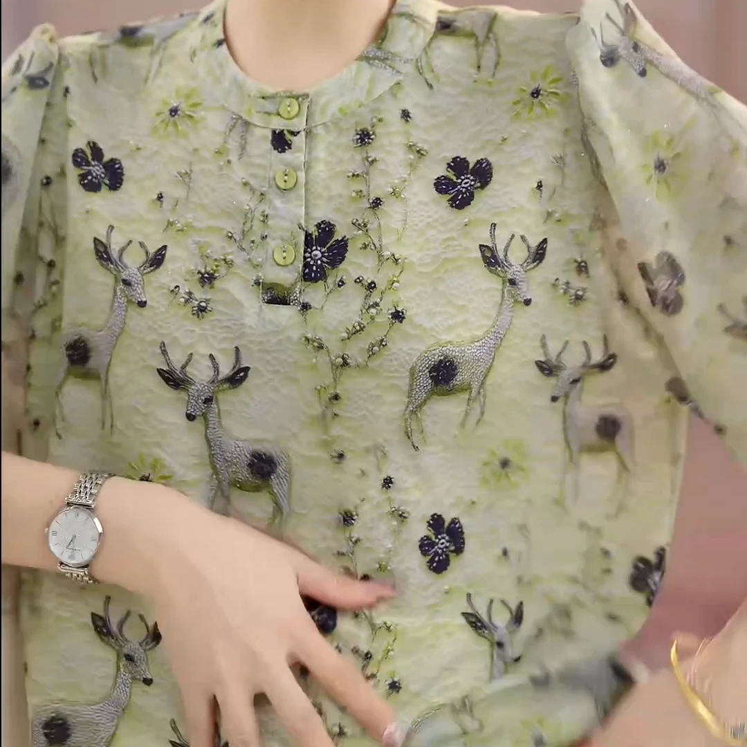 夏季新款气质优雅时尚碎花衬衫