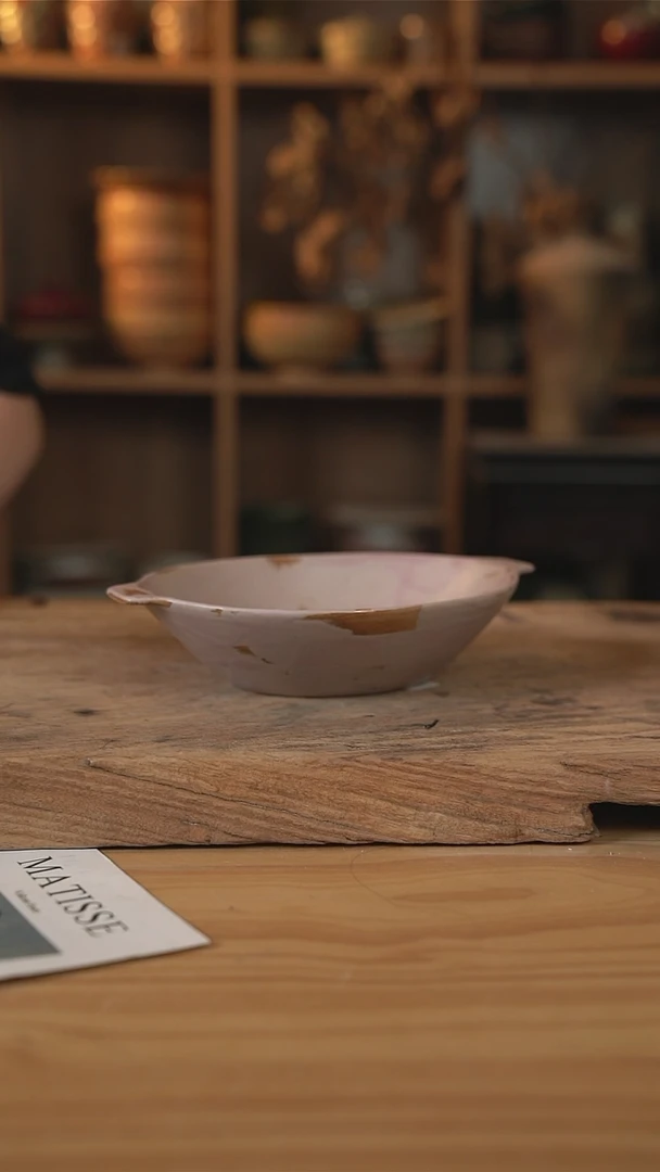 橡皮粉系列的8英寸双耳椭圆深盘1个