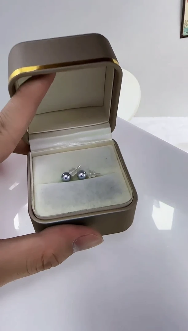 铂Pt900镶嵌海水珍珠DA珍珠耳饰6-7 y216