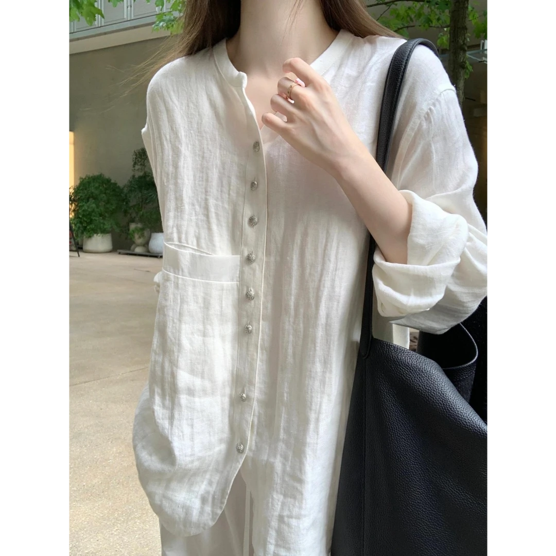 老钱风宽松仿棉衬衫女长袖春夏气质慵懒风松弛感防晒百搭上衣睡衣