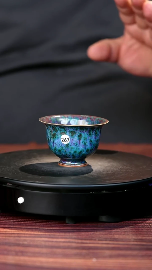 267#璇玑窑一级品原矿钧瓷压手杯