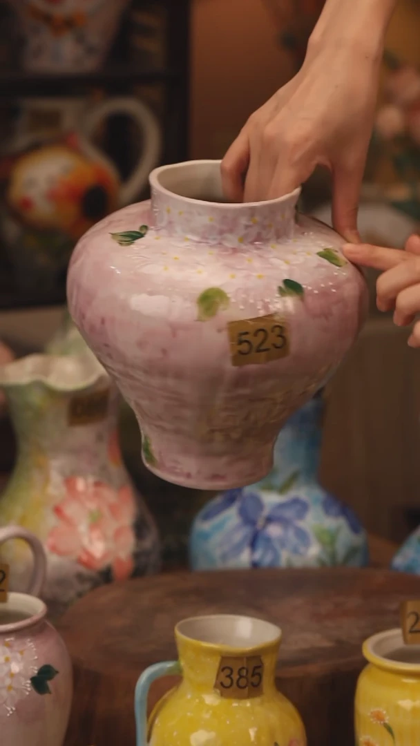 陶瓷523景德镇设计师手作花器摆件侘寂风