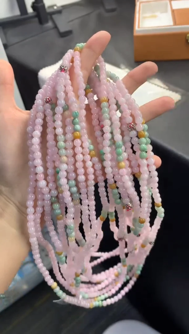 颈饰未镶嵌翡翠FC520 翡翠三彩项链 多样性发其一
