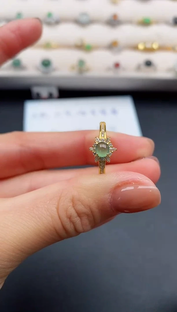 银S925镶嵌戒指翡翠11111111+7