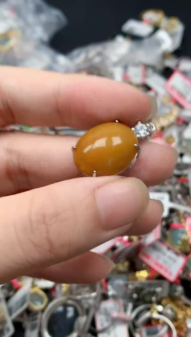 翡翠戒指银S925镶嵌天然缅甸翡翠