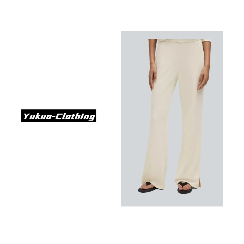 Iu百搭神 进口莫代尔珠地显瘦神裤休闲裤纯色开叉裤