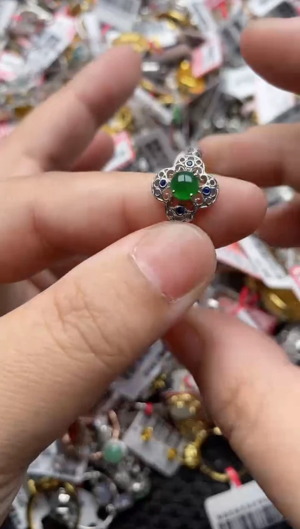 【闪购商品】翡翠戒指银S925镶嵌33333---5