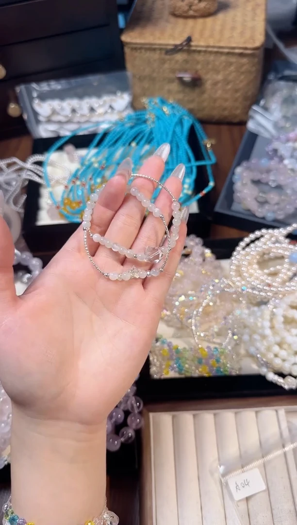 水晶手链未镶嵌a04白月光双圈